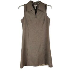 Neiman Marcus Houndstooth Sleeveless Zip Collared Dress 7/8